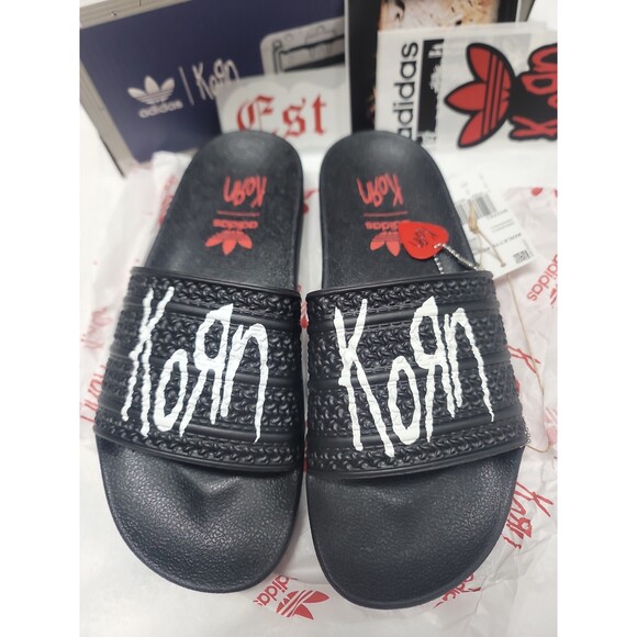 Korn x Adidas Black adilette slides . Size 8 mens main image 4